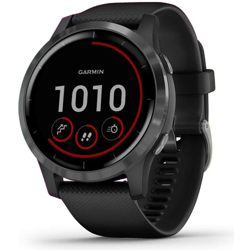 Garmin vivoactive 4 GPS Smart Watch • in Slate Stainless Steel Bezel • with Black Case and Silicone Band • Renewed
