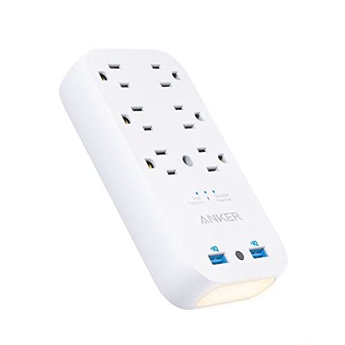 Anker Outlet Extender with Stepless Dimming Night Light,Surge Protector, 331 Outlet Extender with 6 AC Outlets and 2 USB Ports, 18W USB Wall Charger Plug for College Dorm Room, Home,Cruise and Kitchen