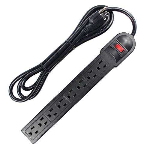 J.VOLT 8 Outlet Surge Protector Power Strip, Extension Cord, 6-Foot Cord, 750 Joules, Lit On/Off Switch, Home and Business Use, UL Listed (SKU 1618)