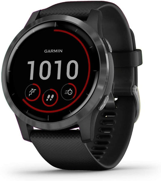 Garmin vivoactive 4 GPS Smart Watch • in Slate Stainless Steel Bezel • with Black Case and Silicone Band • Renewed