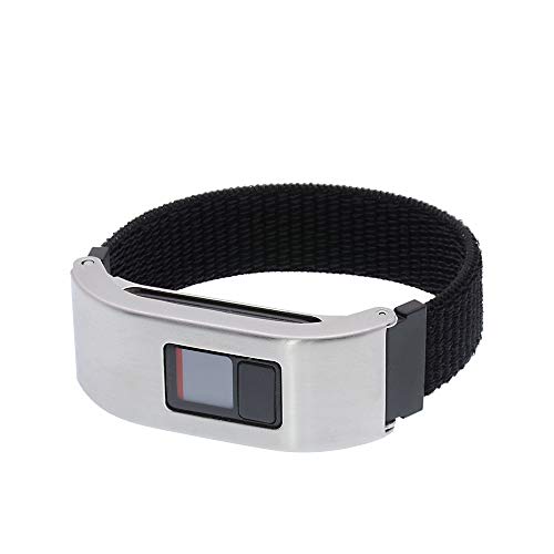 Leiou Woven Nylon Strap Compatible with vivofit 3/jr/jr2 Replacement Band Sport Mesh Watchband with Silver Metal Case (Dark Black, S/4.8"-6.8")