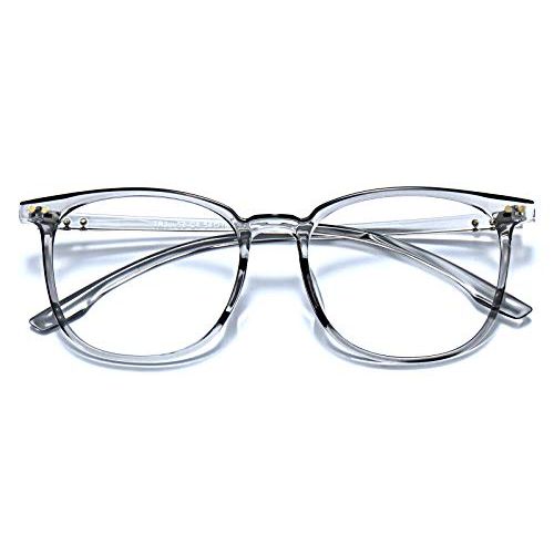 Retro Square Blue Light Blocking Computer Glasses Men Women TR90 Eyewear Frame Reading Gaming Glasses(Grey)