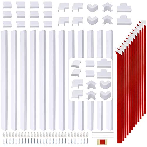 Cable Management On-Wall Raceway Kit, Easy Install, 200" Total w/34 Couplers, Covers Your Whole Project- Saves You Money, Conceal and Organize Cables & Wires Around Your Home, Office, TV